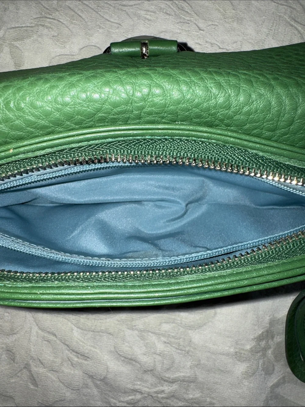 Cole Haan Green Leather Wristlet Clutch